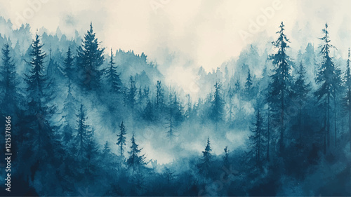 Winter Landschaft Baum Tannenbaum Aquarell Natur