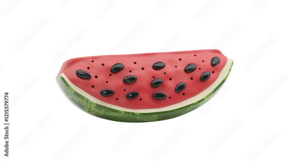 Watermelon slice showing seeds and rind 3D render icon on a white background isolated Watermelon slice showing seeds and rind 3D render icon on a white background isolated