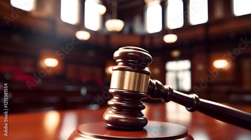 Wooden Gavel In A Courtroom