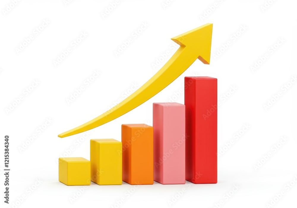 A 3D illustration of a bar graph symbolizing data or progress isolated on white background A 3D illustration of a bar graph symbolizing data or progress isolated on white background
