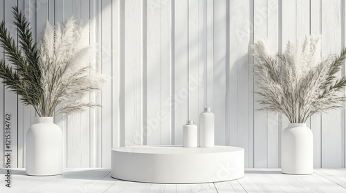 minimal beauty empty mockup product photography Modern wood 3d podium display wooden product background natural pedestal advertising