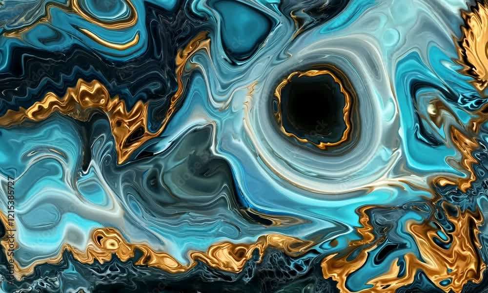 Abstract painting with intricate patterns and detailed textures, evoking a sense of depth and complexity