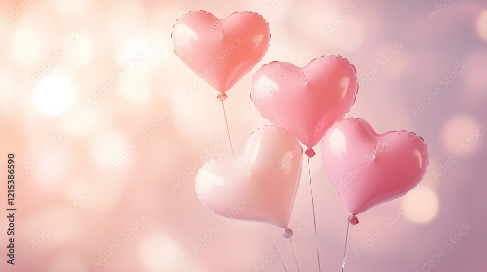 Valentine's day hearts ballons with copyspace, saint valentine and love background concept, blank space