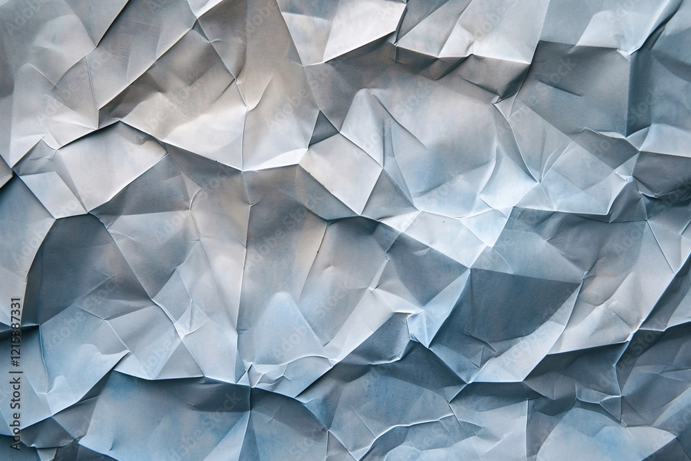 Fototapeta premium Full frame image of crumpled paper with blue color effect