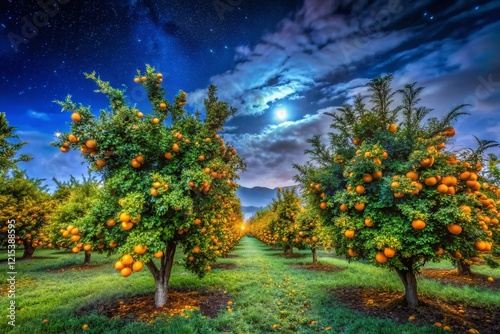 Nightfall on a Citrus Orchard Stricken by Huanglongbing Disease photo