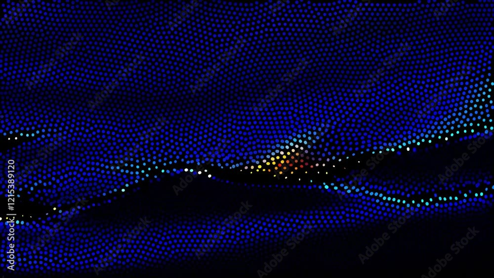 abstract blue waves made of dots