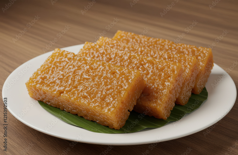 Slices of Tikoy Filipino glutinous rice cake, with grated coconut or dipped in egg, Slices of Tikoy Filipino glutinous rice cake, with grated coconut or dipped in egg,