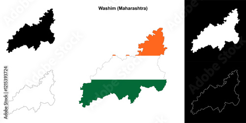 Washim district (Maharashtra) outline map set