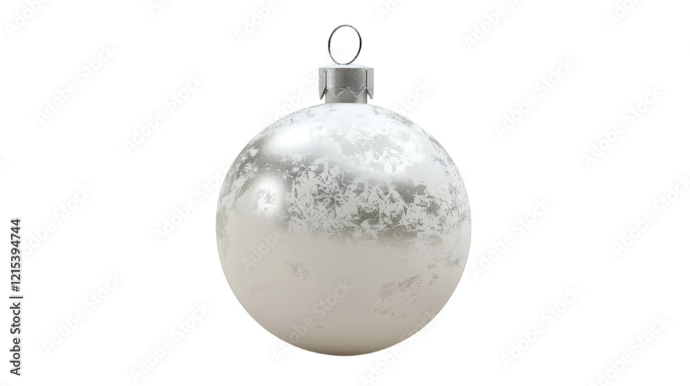 White Christmas ornament ball with a subtle texture 3D rendered isolated on a white background White Christmas ornament ball with a subtle texture 3D rendered isolated on a white background