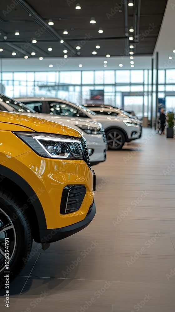 Modern car showroom displaying a variety of vehicles in a well-lit space showcasing sleek designs and vibrant colors Modern car showroom displaying a variety of vehicles in a well-lit space showcasing sleek designs and vibrant colors