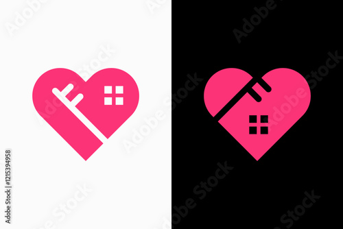 key with heart logo design vector