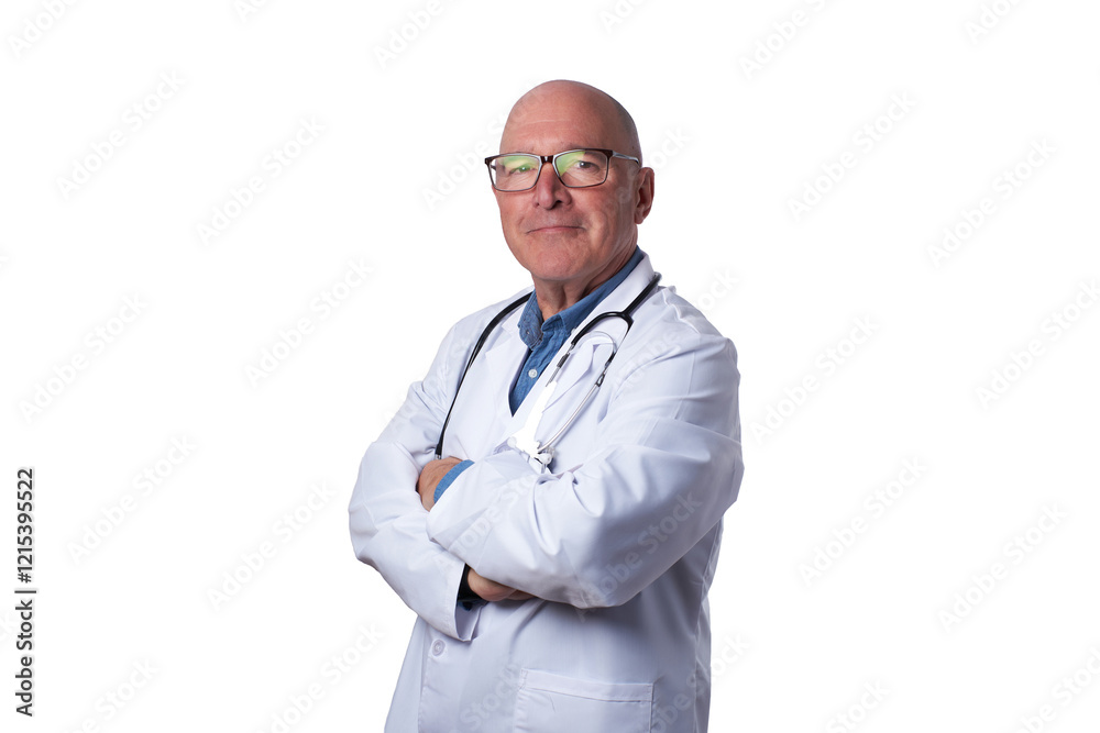 A healthcare professional stands with arms crossed, wearing glasses and a lab coat, displaying confidence and readiness for patient care in a clinical setting. A healthcare professional stands with arms crossed, wearing glasses and a lab coat, displaying confidence and readiness for patient care in a clinical setting.