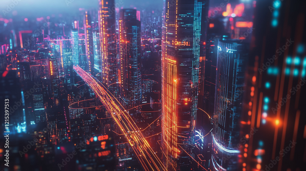 Smart digital Innovation city with connection network reciprocity over the twilight cityscape. of future smart wireless digital city and social media networking systems that connects people with city
Smart digital Innovation city with connection network reciprocity over the twilight cityscape. of future smart wireless digital city and social media networking systems that connects people with city