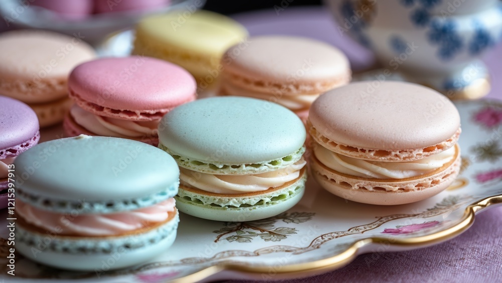 Obraz premium Festive Macarons on a Decorative Plate