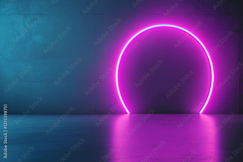 Vibrant purple neon light creates a striking arch in a modern dark space Vibrant purple neon light creates a striking arch in a modern dark space