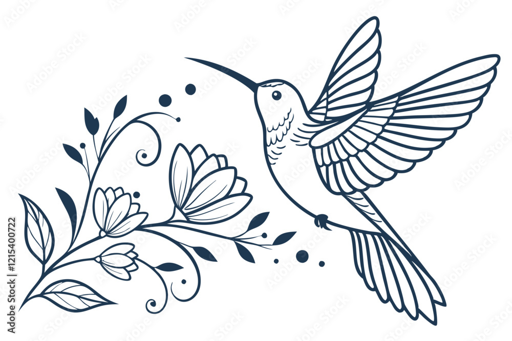Elegant Hummingbird Illustration. Delicate Wings, Stunning Form Elegant Hummingbird Illustration. Delicate Wings, Stunning Form