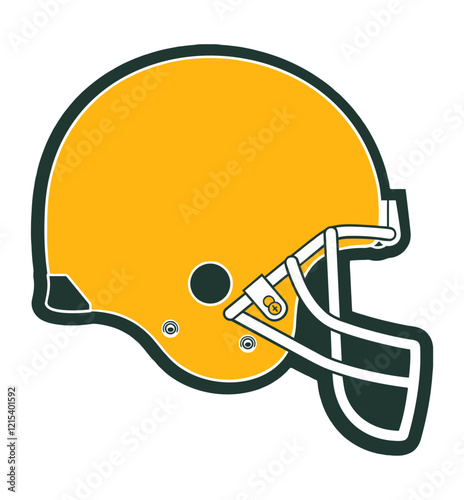 Helmet - gold and green football player helmet, sport vector graphics, hockey, for street art - graffiti lettering typography - art illustration - multicolor -