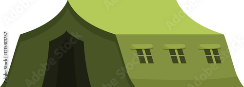 Green army tent providing temporary housing for soldiers during operations, symbolizing military presence and preparedness