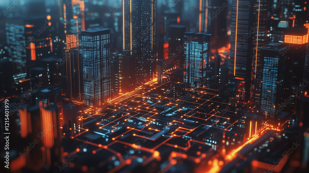 Smart digital Innovation city with connection network reciprocity over the twilight cityscape. of future smart wireless digital city and social media networking systems that connects people with city
Smart digital Innovation city with connection network reciprocity over the twilight cityscape. of future smart wireless digital city and social media networking systems that connects people with city