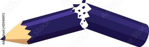 Purple pencil broken in two pieces representing pressure, lack of inspiration and writer's block