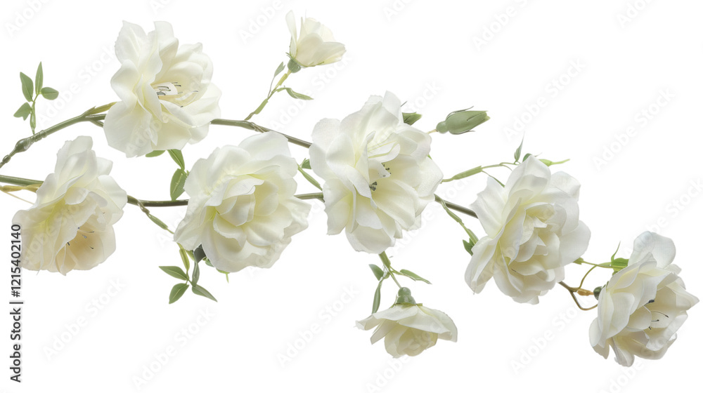 Fototapeta premium White flower branch with soft blossoms isolated on a white background