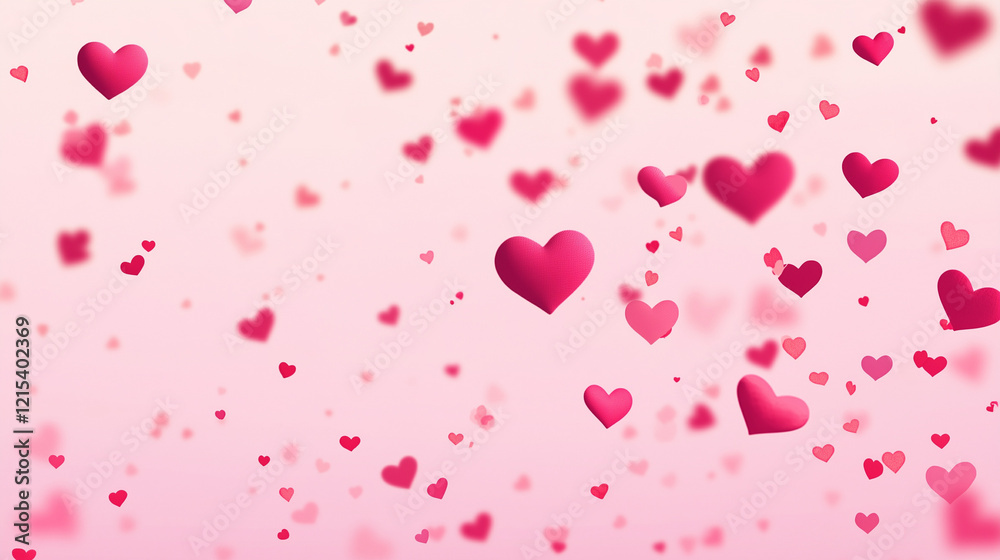 Floating red and pink hearts on pink background Valentine's day Floating red and pink hearts on pink background Valentine's day