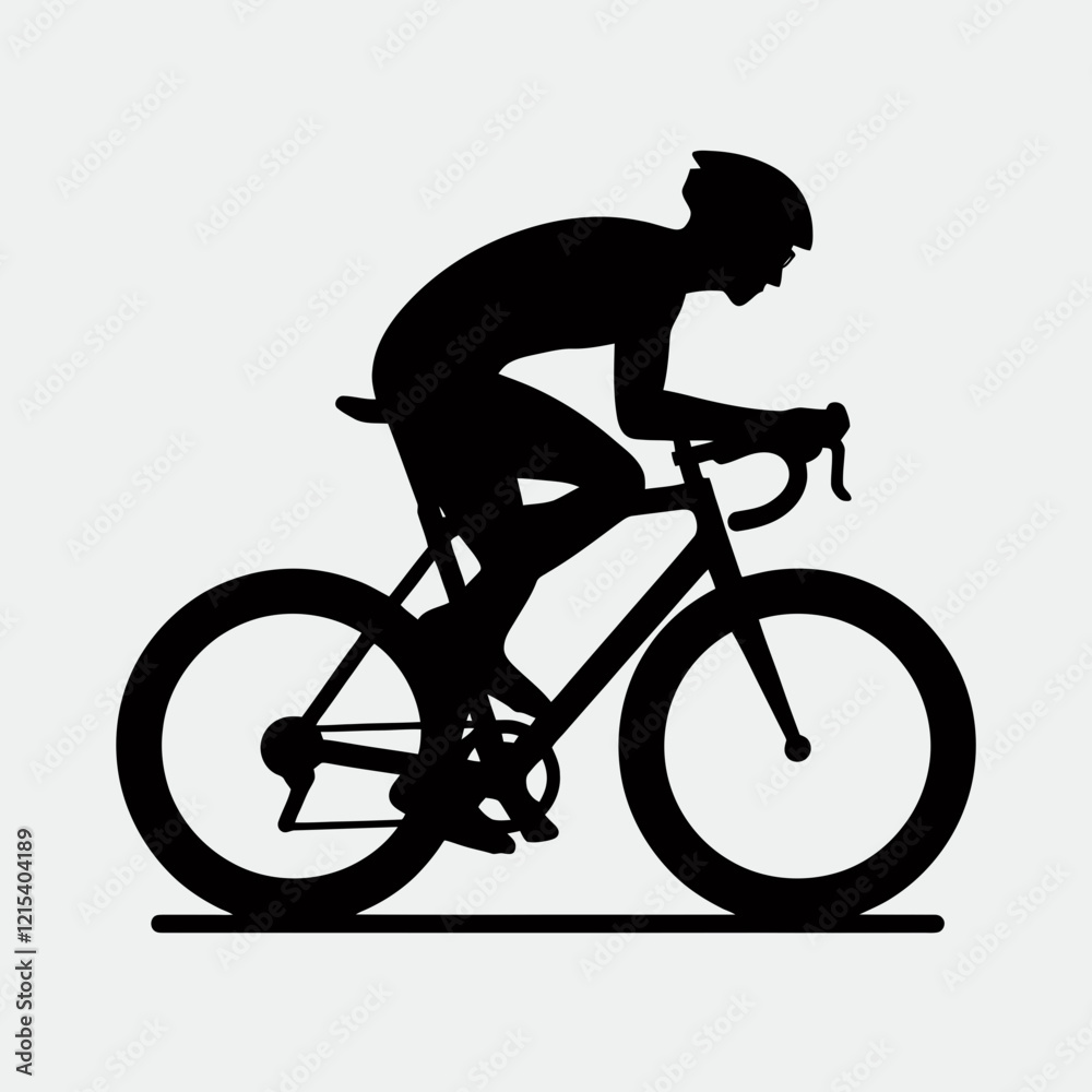 Obraz premium Cyclist Silhouette in black on a white background