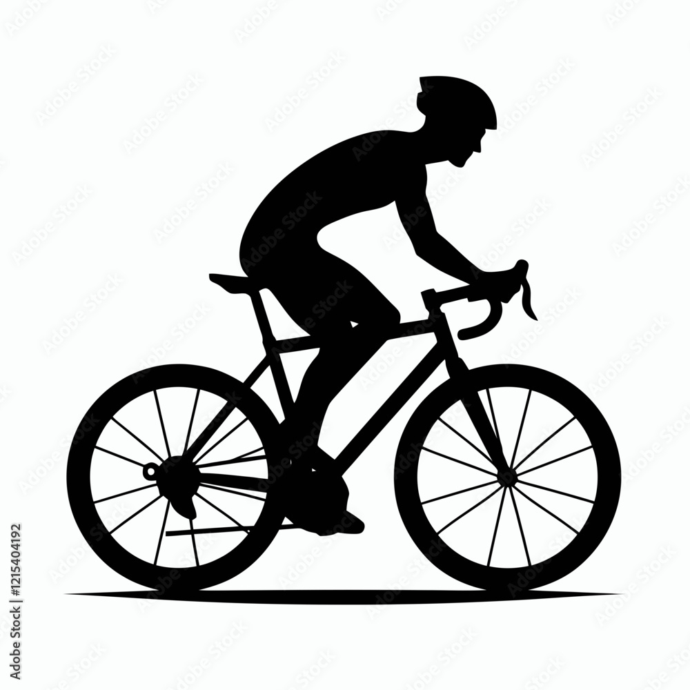 Fototapeta premium Cyclist Silhouette in black on a white background
