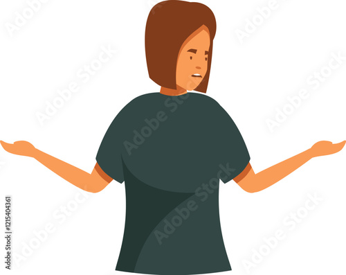 Confused girl shrugging shoulders expressing doubt, uncertainty, misunderstanding, guilty, i don't know gesture
