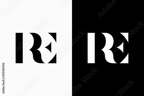 letter RE logo design vector