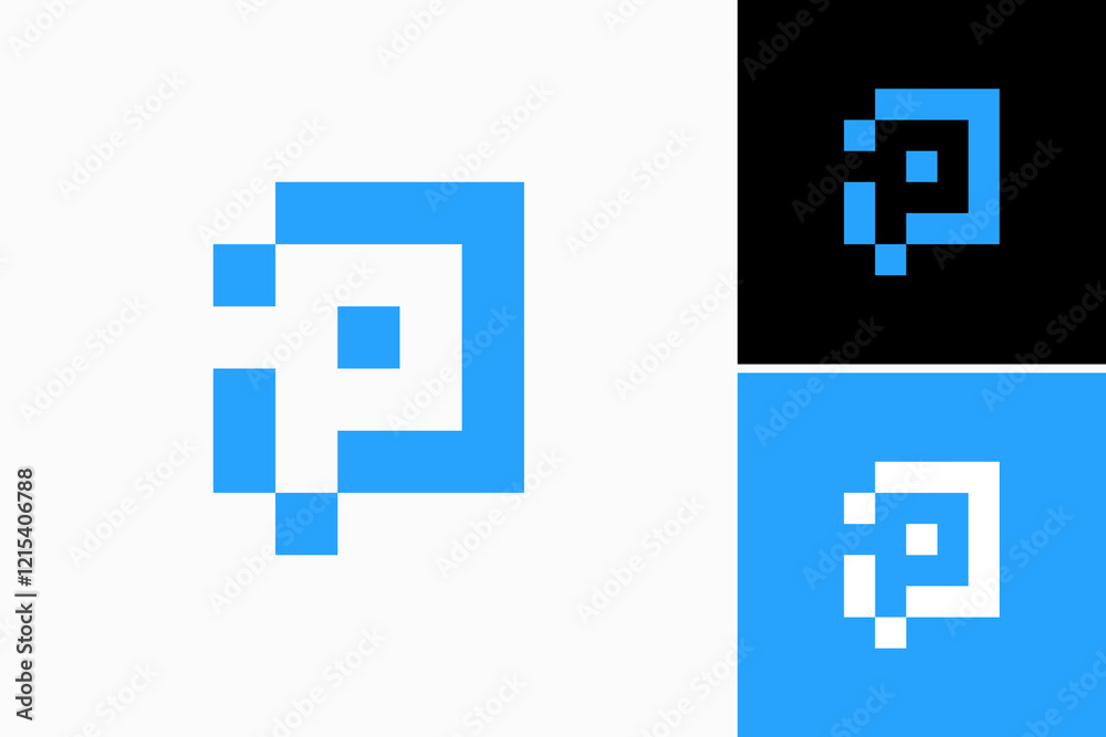 Obraz premium pixel with letter P logo design vector