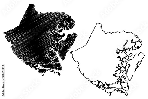 McIntosh County, Georgia (U.S. county, United States of America,USA, U.S., US) map vector illustration, scribble sketch McIntosh map