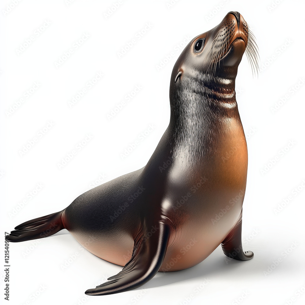 Naklejka premium Sea Lion Portrait: Majestic marine mammal, isolated.