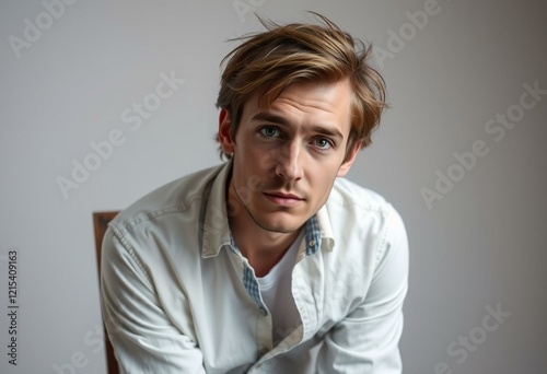 Portrait of a relaxed male with disheveled hair