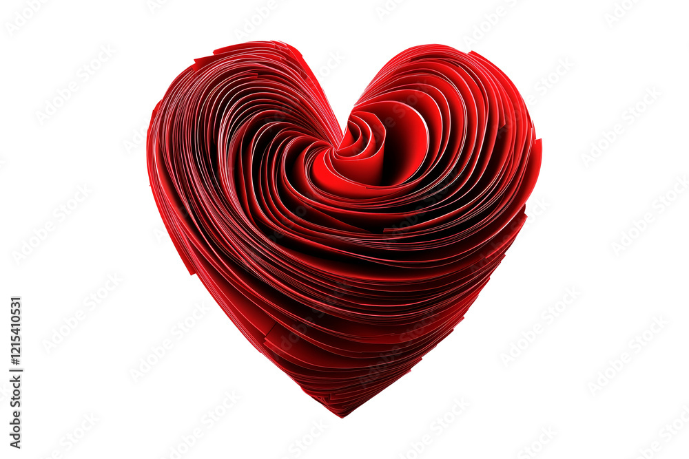 Abstract red heart with layered paper detailing, sharp, symmetrical design, isolated on white transparent backdrop, symbolizing love and passion Abstract red heart with layered paper detailing, sharp, symmetrical design, isolated on white transparent backdrop, symbolizing love and passion