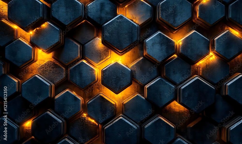 Intricate Hexagonal Layers Emitting a Subtle Glow with Geometric Precision
