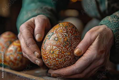 Celebrating tradition with Sorbian Easter egg painting in Lusatia photo