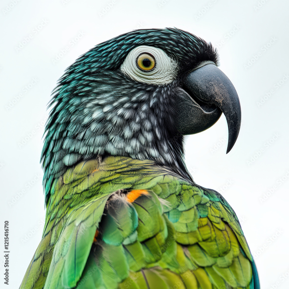 Fototapeta premium Vibrant Green Parrot Profile.