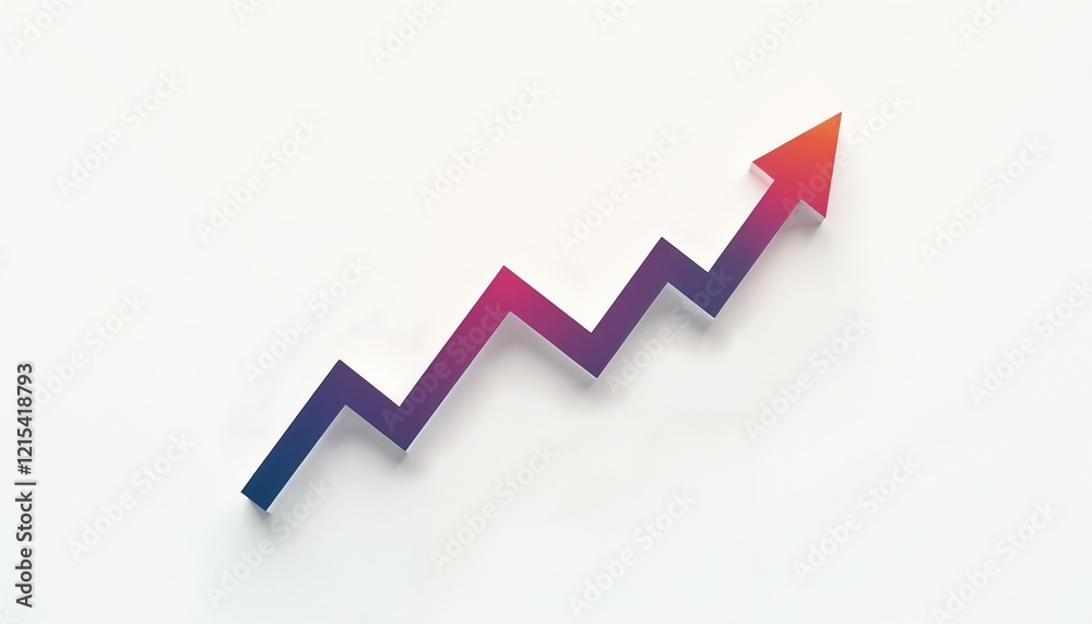 Clean financial depiction featuring an upward red arrow against a plain white background Clean financial depiction featuring an upward red arrow against a plain white background