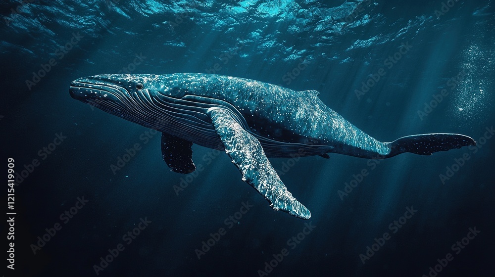Fototapeta premium Protecting marine biodiversity blockchain solutions for whale conservation underwater ecosystem digital management
