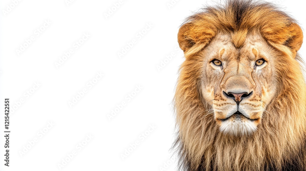 Majestic Lion Gazing Fiercely With Striking Mane In Natural Habitat Majestic Lion Gazing Fiercely With Striking Mane In Natural Habitat