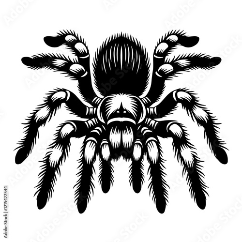 Realistic and Spooky Vector Silhouette of a Spider, Perfect for Horror, Arachnid Art, and Halloween Themed Designs, Capturing Its Eerie Form, Isolated on a White Background