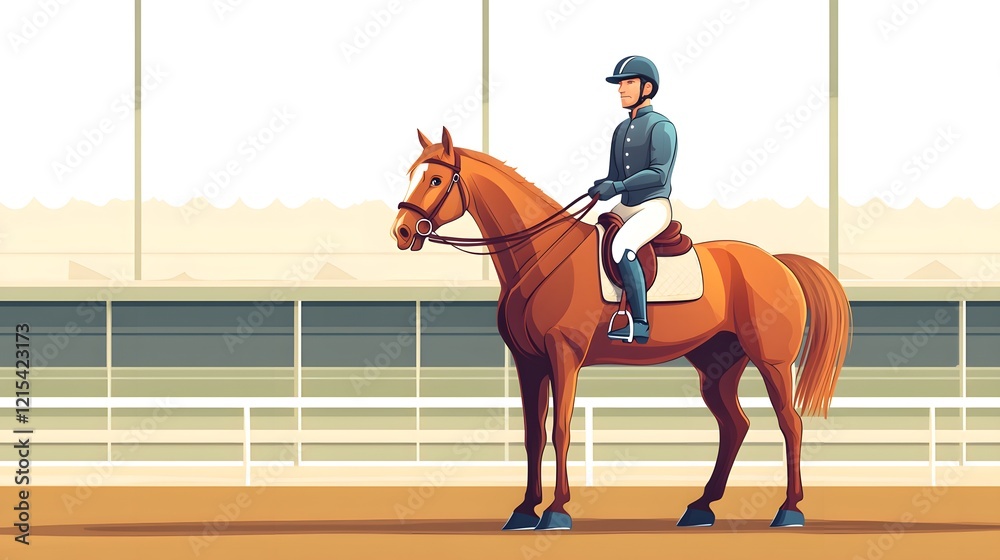 Obraz premium Rider and Chestnut Horse at the Riding Arena