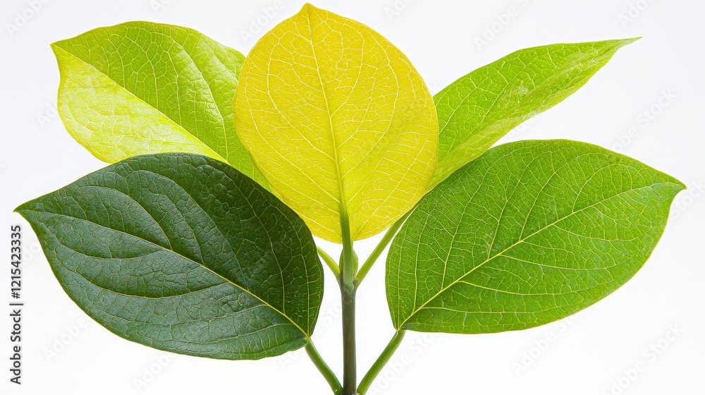 Fototapeta premium Vibrant Green Leaves Showcasing Varied Shades And Textures Against A Clean Background