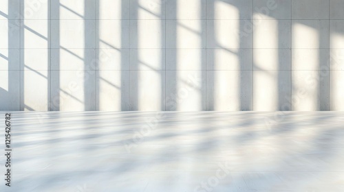 Wallpaper Mural A spacious interior featuring soft light casting long shadows on the floor from large windows. Ideal for modern design themes, showcasing minimalism and tranquility. Torontodigital.ca