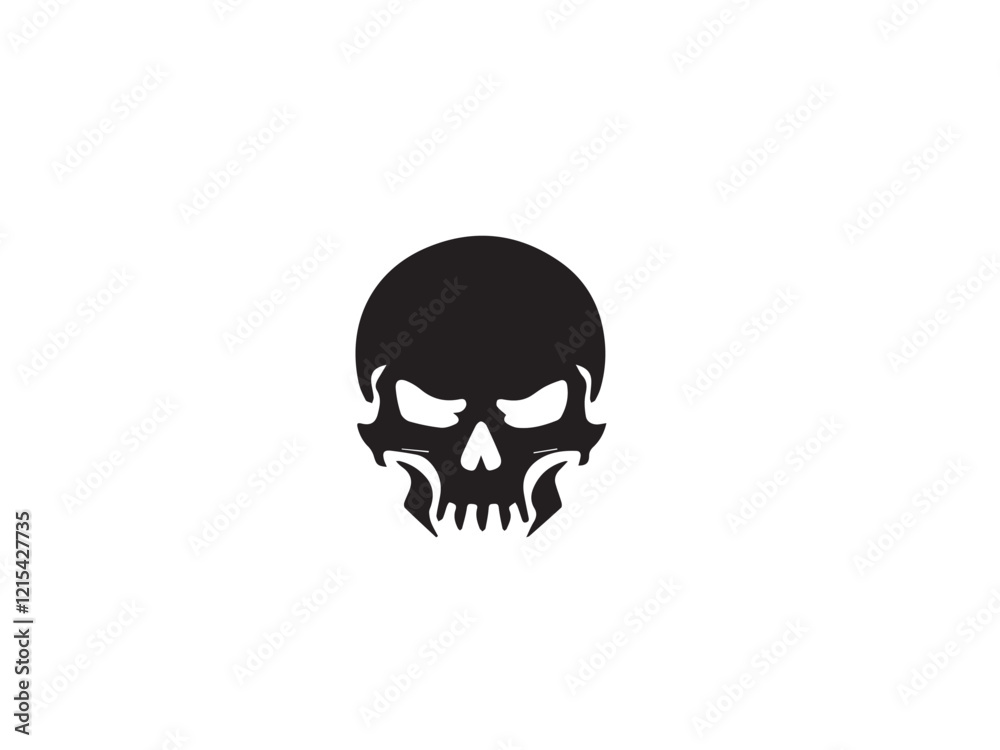 Fototapeta premium Black vector skull silhouette. Skull Silhouette Icon Vector Design on White Background. Skull vector logo silhouette. 