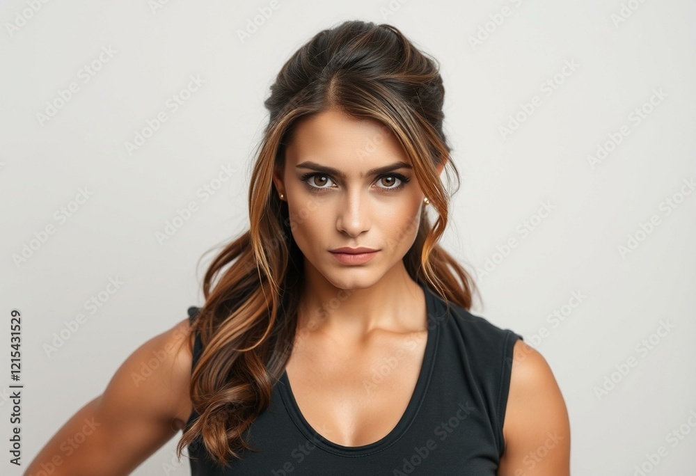 A strong and confident woman with a determined expression A strong and confident woman with a determined expression