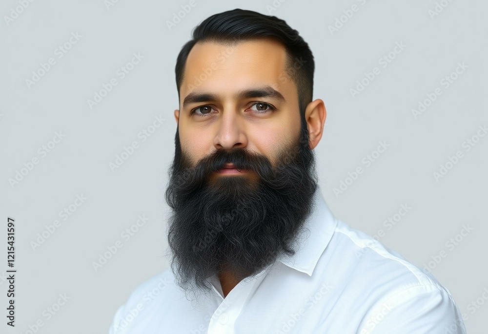 Portrait of a man with beard and calm expression Portrait of a man with beard and calm expression