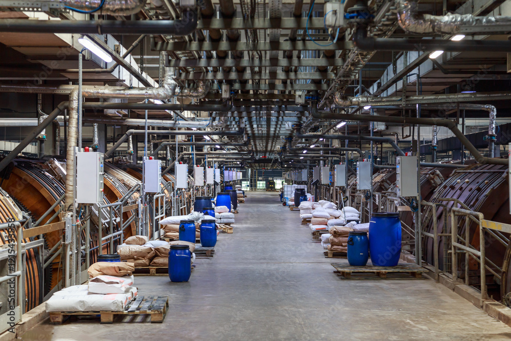 Workshop of leather making factory. Workshop of leather making factory.