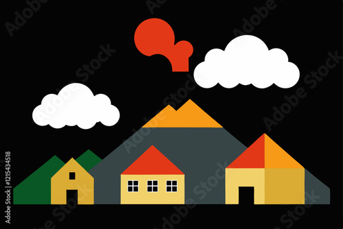 house and clouds